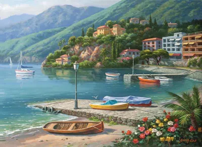 Anatolian Hillside Harbor Cove 1000 Piece Jigsaw Puzzle For Adults In Multi