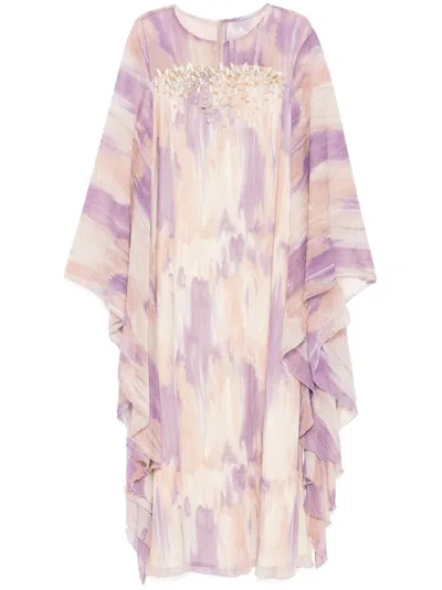 Anatomi Crew Neck Bead-embellished Dress In Purple