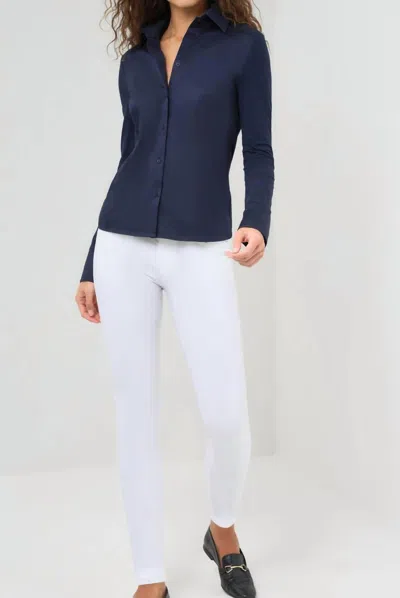 Anatomie Alida Button Poplin Shirt In Navy In Blue