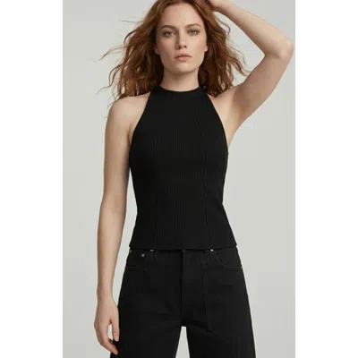 Anatomie Callie Rib Halter Top With Seam Shaping In Black