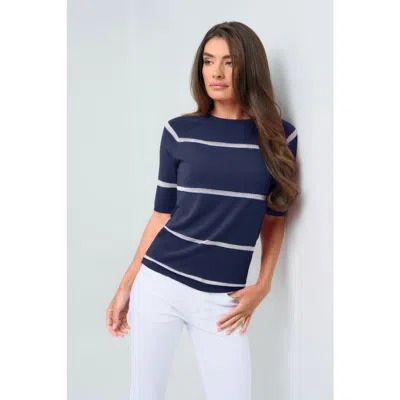 Anatomie Campbell Sheer Stripe Pullover Top In Blue