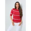 Anatomie Campbell Sheer Stripe Pullover Top In Red