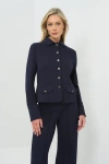 Anatomie Caprice Ponte Cropped Tailored Jacket In Blue