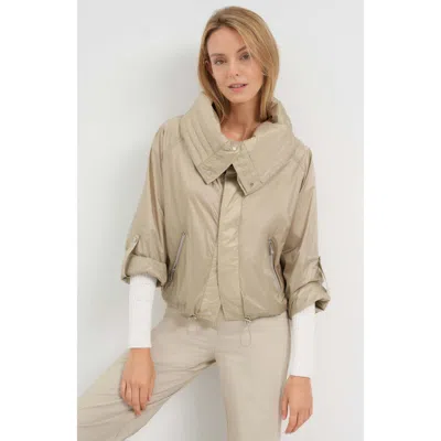 Anatomie Casey Cropped Windbreaker With Oversized Lapel In Gray