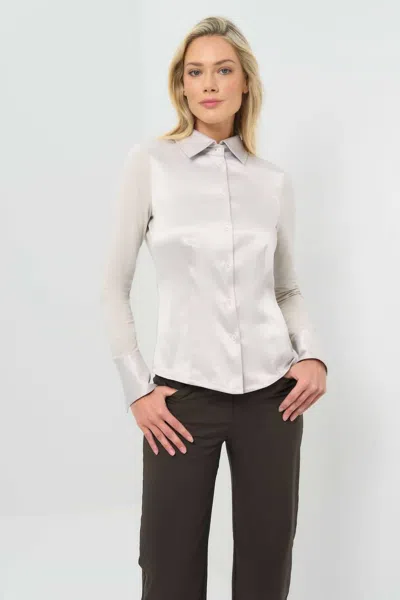 Anatomie Collared Button-down Shirt In Stone In White
