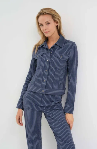 Anatomie Delilah Striped Ultralight Trucker Jacket In Blue