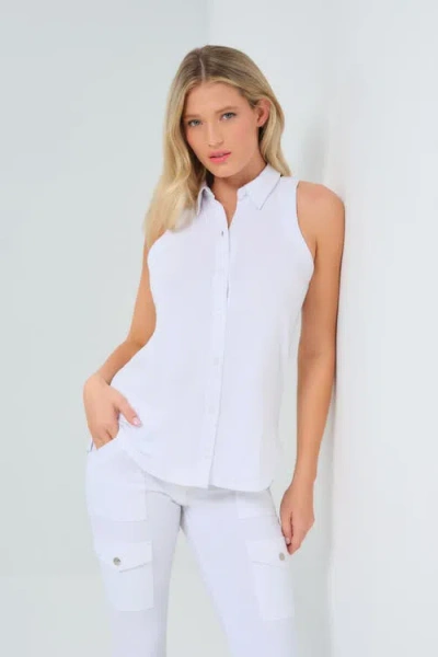 Anatomie Elise Sleeveless Button Up Top In White