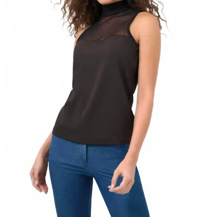 Anatomie Ellen Sleeveless Mesh Mockneck Top In Black