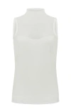 Anatomie Ellen Sleeveless Mesh Mockneck Top In White