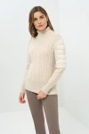 Anatomie Eloisa Cableknit And Nylon Padded Sweater In Neutral