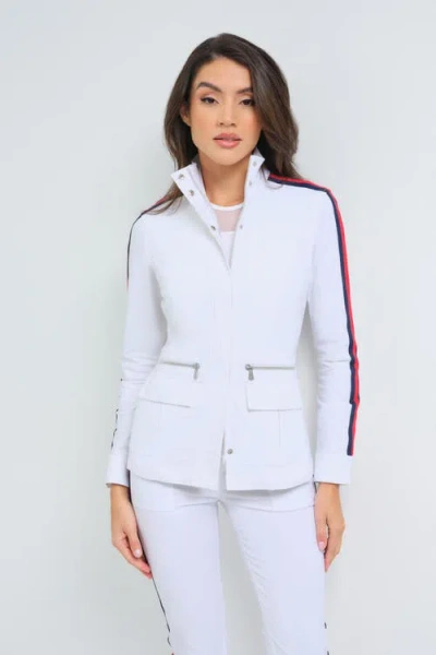 Anatomie Embossed Kensington Ultra-light And Mesh Moto Jacket In White