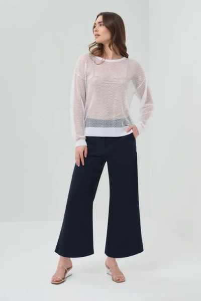Anatomie Emma Open Knit Pullover Top In Blue