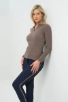 Anatomie Georgie Rib Sweater Knit Collared Top In Brown