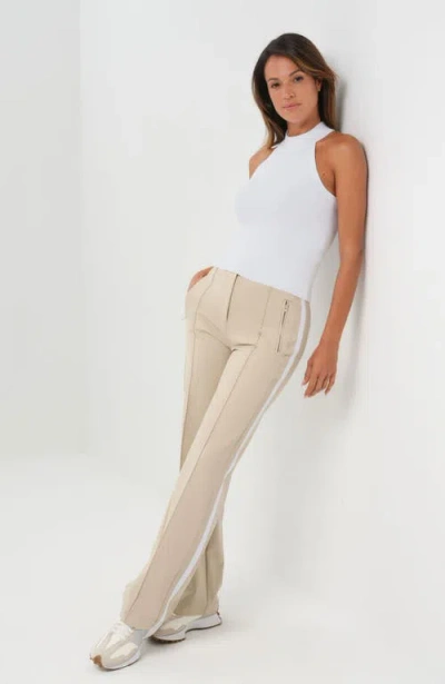 Anatomie Hanna Halter High Power Rib Halter Sweater Top In White