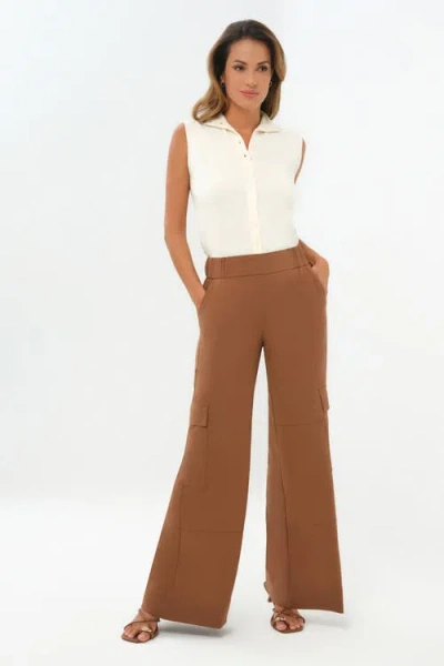 Anatomie Herron Woven Cargo Wide Leg Pull-on Pant In Brown
