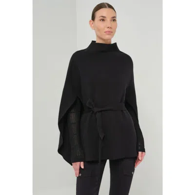 Anatomie Kai Belted Funnel-neck Cape In Black