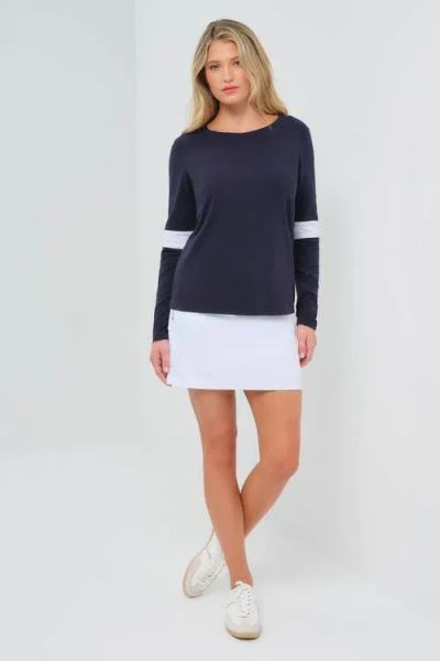 Anatomie Kensley Contrast Sleeve Pima Top In Blue