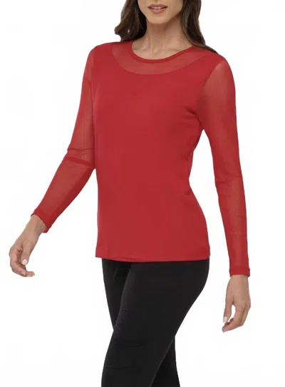 Anatomie Kim Mesh-sleeve Top In Atomic Red