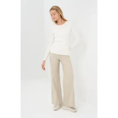 Anatomie Kris Double Collared Rib Pointelle Texture Sweater In White