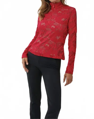 Anatomie Lace Stacey 1/4 Zip Long Sleeve Top In Atomic Red