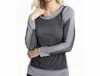Anatomie Laylin Jersey & Mesh Long Sleeve Top In Grey/black
