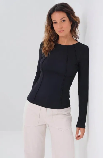 Anatomie Long Sleeve Celeste Rib Top With Seam Shaping In Multi