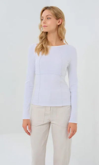 Anatomie Long Sleeve Celeste Rib Top With Seam Shaping In White
