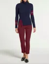 Anatomie Lourdes Cashmere Turtleneck Top In Navy/sangria In Multi