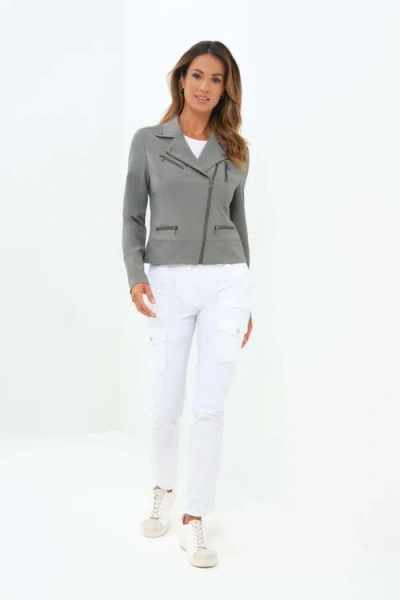 Anatomie Marina Performance Twill Biker Jacket In Gray
