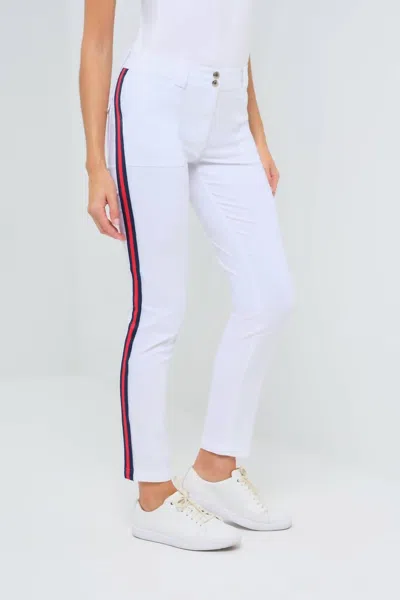 Anatomie Mccall Stripe Pant In White/red/navy