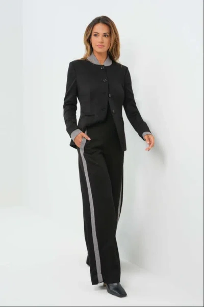 Anatomie Mita Double-knit Travel Ponte Wide Leg Pant In Black