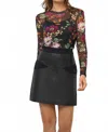 Anatomie Printed Mesh Juliana Top In Black And Mulberry In Multi