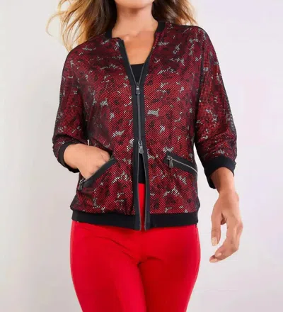 Anatomie Petal Printed Jersey Bomber Jacket In Poppy Floral In Red