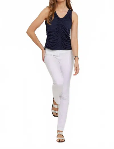 Anatomie Ruched Sleeveless Super Jersey Top In Navy In Blue