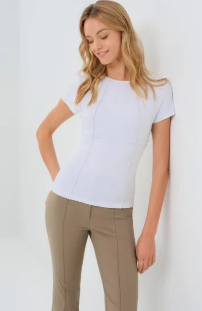 Anatomie Short Sleeve Celeste Rib Top With Seam Shaping In Gray