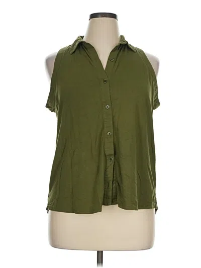 Pre-owned Anatomie Sleeveless Button Down Shirt In Green