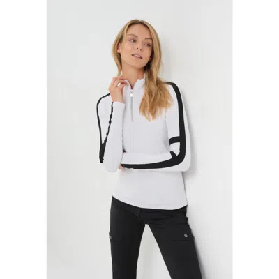 Anatomie Stacey Sport Striped Zip-up Top In White