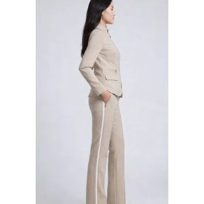 Anatomie Suki Sport Aeroflow Side Stripe Straight Leg Twill Trouser In Champagne/white