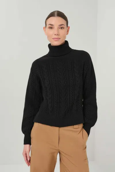 Anatomie Wabi Mix Sweater Mixed-stitch Cableknit Turtleneck In Black