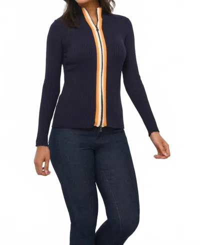 Anatomie Women's Charlize Sweater Top In Navy Tangerine In Black