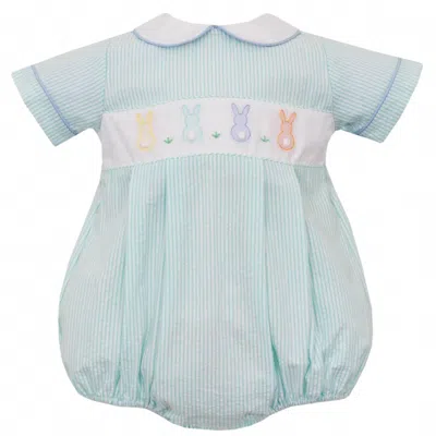 Anavini Kid's Cotton Tail Stripe Seersucker Bubble In Aqua In Blue
