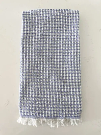 Anaya 2 Tone Turkish Cotton Waffle Bath Towel In Country Club Blue