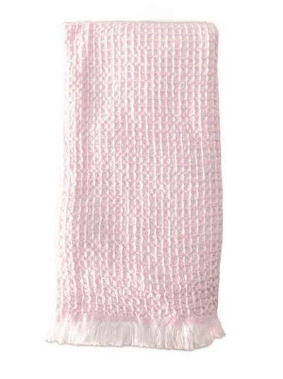 Anaya 2 Tone Turkish Cotton Waffle Bath Towel In True Pink