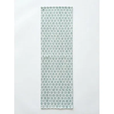 Anaya Aqua Blue Sailor Dots Indoor Outdoor Table Runner 14x72 In Green