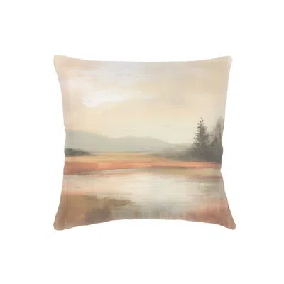 Anaya Beige Cozy Cabin Linen Pillow 20x20 With Down Alternative Insert In Multi