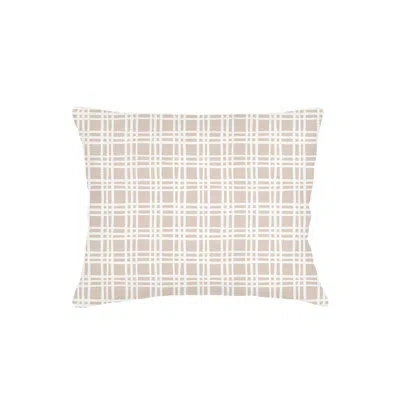 Anaya Beige Estate Plaid Linen Dutch Euro Pillow 28x36 With Down Insert