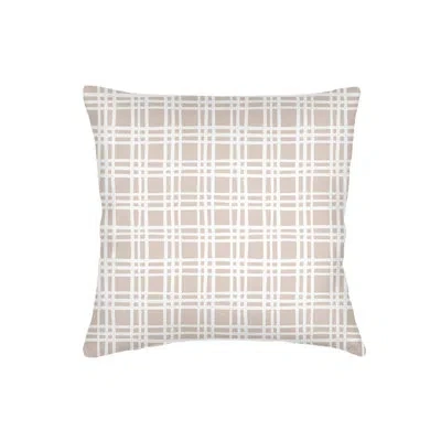 Anaya Beige Estate Plaid Linen Euro Pillow 26x26 With Down Alternative Insert