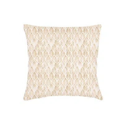 Anaya Beige Geo Palm Velvet Euro Pillow 26x26 With Down Alternative Insert In Brown