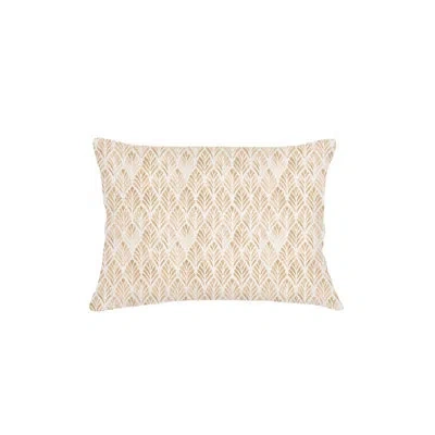 Anaya Beige Geo Palm Velvet Pillow 14x20 With Down Alternative Insert In Neutral