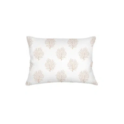 Anaya Beige Ocean Coral Linen Pillow 14x20 With Down Insert In Brown